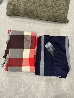 Alfani Navy and Red Plaid Kids Scarves Bundle